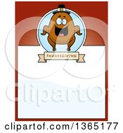 Poster, Art Print Of Roasted Thanksgiving Turkey Character Page Design With Text Space On Red