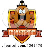Clipart Of A Roasted Thanksgiving Turkey Character Thanksgiving Holiday Shield Royalty Free Vector Illustration