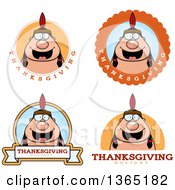 Poster, Art Print Of Thanksgiving Native American Indian Man Badges