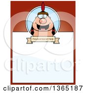 Clipart Of A Thanksgiving Native American Indian Man Page Design With Text Space On Red Royalty Free Vector Illustration