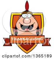 Poster, Art Print Of Thanksgiving Native American Indian Man Thanksgiving Holiday Shield