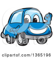 Poster, Art Print Of Happy Blue Car Mascot Gesturing Ok