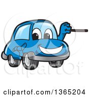 Poster, Art Print Of Happy Blue Car Mascot Using A Pointer Stick