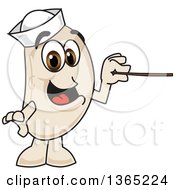 Clipart Of A Navy Bean Mascot Character Using A Pointer Stick Royalty Free Vector Illustration