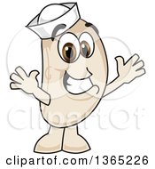 Clipart Of A Navy Bean Mascot Character Welcoming Royalty Free Vector Illustration by Toons4Biz