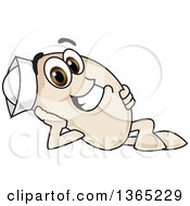 Clipart Of A Navy Bean Mascot Character Resting On His Side Royalty Free Vector Illustration