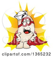 Clipart Of A Navy Bean Mascot Character Super Hero Royalty Free Vector Illustration by Toons4Biz