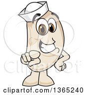 Navy Bean Mascot Character Pointing At The Viewer