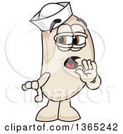Clipart Of A Navy Bean Mascot Character Whispering Royalty Free Vector Illustration by Toons4Biz