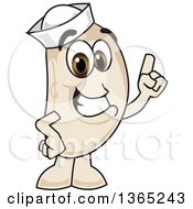 Navy Bean Mascot Character Holding Up A Finger