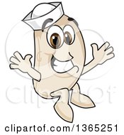 Clipart Of A Navy Bean Mascot Character Jumping Royalty Free Vector Illustration by Toons4Biz
