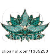 Poster, Art Print Of Turquoise And Beige Henna Lotus Flower