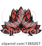 Clipart Of A Blue And Salmon Pink Henna Lotus Flower Royalty Free Vector Illustration