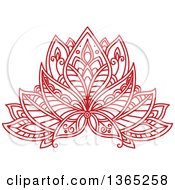 Clipart Of A Red Henna Lotus Flower Royalty Free Vector Illustration