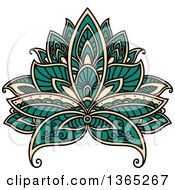 Poster, Art Print Of Turquoise And Beige Henna Lotus Flower