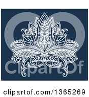 Poster, Art Print Of White Henna Lotus Flower On Blue