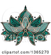 Poster, Art Print Of Turquoise And Beige Henna Lotus Flower