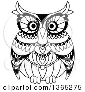Clipart Of A Black And White Owl Royalty Free Vector Illustration