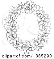 Poster, Art Print Of Black And White Lineart Floral Lowercase Alphabet Letter O