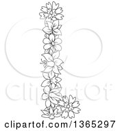 Clipart Of A Black And White Lineart Floral Lowercase Alphabet Letter L Royalty Free Vector Illustration
