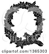 Poster, Art Print Of Black And White Floral Uppercase Alphabet Letter Q