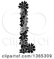 Poster, Art Print Of Black And White Floral Lowercase Alphabet Letter L