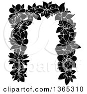 Poster, Art Print Of Black And White Floral Lowercase Alphabet Letter N