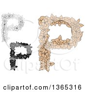 Poster, Art Print Of Floral Uppercase Alphabet Letter P Designs