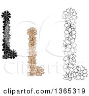 Clipart Of Floral Lowercase Alphabet Letter L Designs Royalty Free Vector Illustration