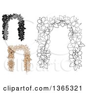 Clipart Of Floral Lowercase Alphabet Letter N Designs Royalty Free Vector Illustration