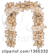 Poster, Art Print Of Tan Floral Lowercase Alphabet Letter N
