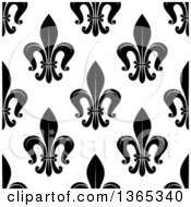 Poster, Art Print Of Seamless Pattern Background Of Black And White Fleur De Lis