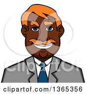 Clipart Of A Cartoon Avatar Of A Happy Black Businessman Royalty Free Vector Illustration