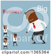 Poster, Art Print Of Flat Design Big Black Businessman And Small Men On Blue