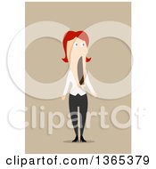 Clipart Of A Flat Design White Businesswoman Dropping Her Jaw On Blue Royalty Free Vector Illustration by Vector Tradition SM