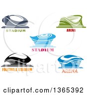 Poster, Art Print Of Blue Green And Black Sports Stadium Arena Buildings With Text