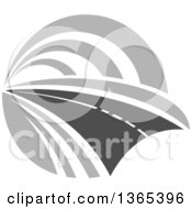 Clipart Of A Grayscale Curving Two Lane Road Royalty Free Vector Illustration