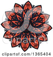 Clipart Of A Navy Blue And Salmon Pink Kaleidoscope Flower Design Royalty Free Vector Illustration