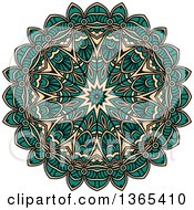 Poster, Art Print Of Turquoise And Beige Kaleidoscope Flower Design