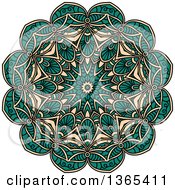 Poster, Art Print Of Turquoise And Beige Kaleidoscope Flower Design