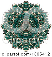 Clipart Of A Turquoise And Beige Kaleidoscope Flower Design Royalty Free Vector Illustration by Vector Tradition SM