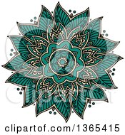 Clipart Of A Turquoise And Beige Kaleidoscope Flower Design Royalty Free Vector Illustration