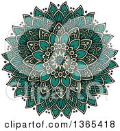 Turquoise And Beige Kaleidoscope Flower Design