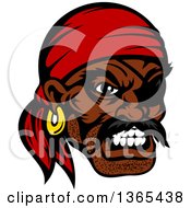 Poster, Art Print Of Cartoon Tough Black Male Pirate Wearing A Red Bandanana And Eye Patch