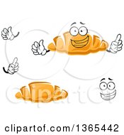 Clipart Of A Cartoon Face Hands And Croissants Royalty Free Vector Illustration