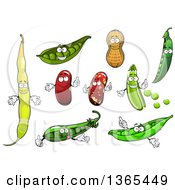 Cartoon Peas Beans And Peanut Characters