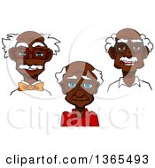 Clipart Of Cartoon Bespectacled Black Senior Men Royalty Free Vector Illustration