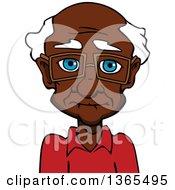 Poster, Art Print Of Cartoon Bespectacled Black Senior Man