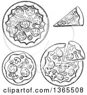 Poster, Art Print Of Black And White Sketched Pizzas