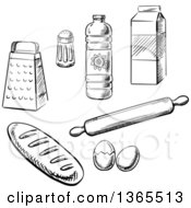 Black And White Sketched Baking Items